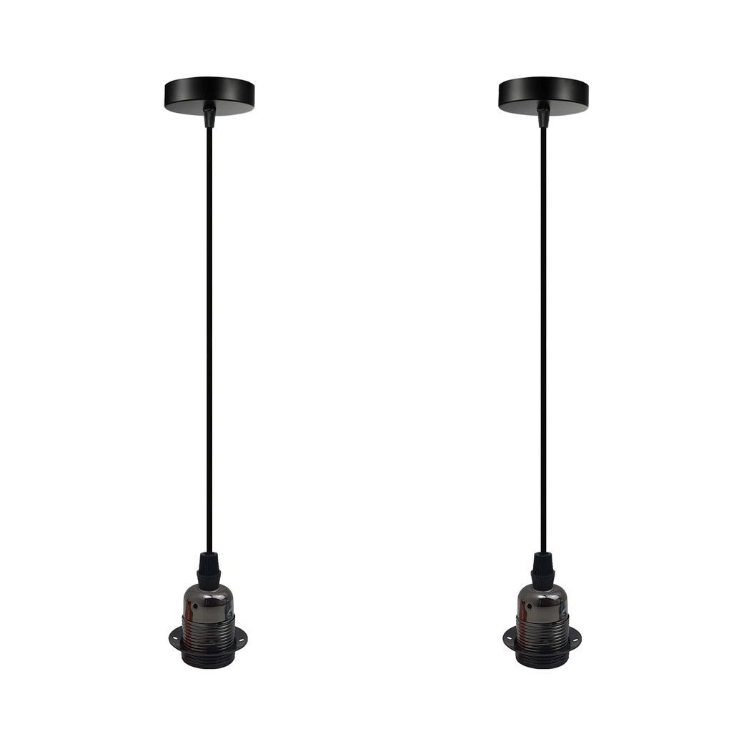 2 Pack Vintage Industrial Black Pendant Light,lampshade E27 UK Holder - Nexellus