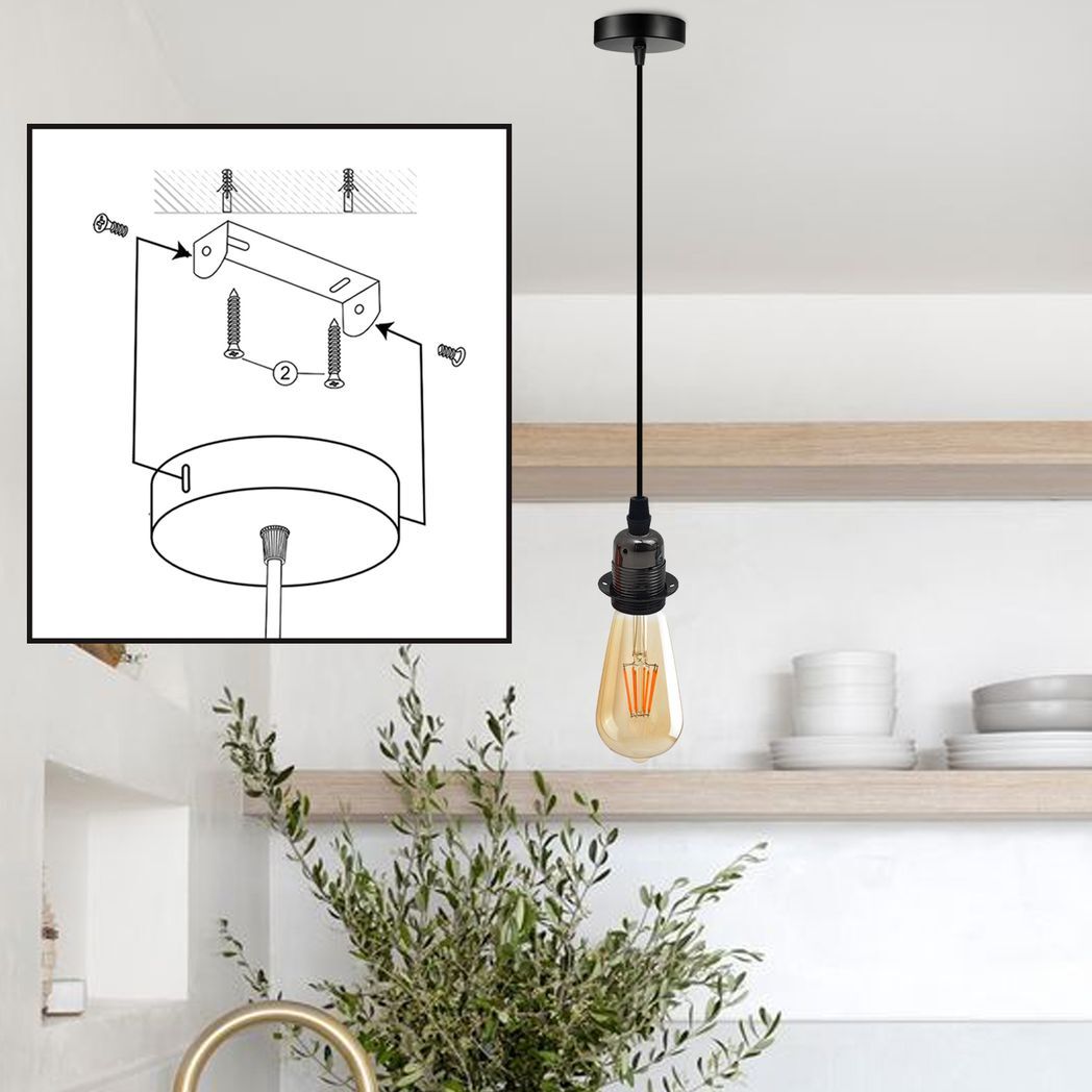 2 Pack Vintage Industrial Black Pendant Light,lampshade E27 UK Holder - Nexellus