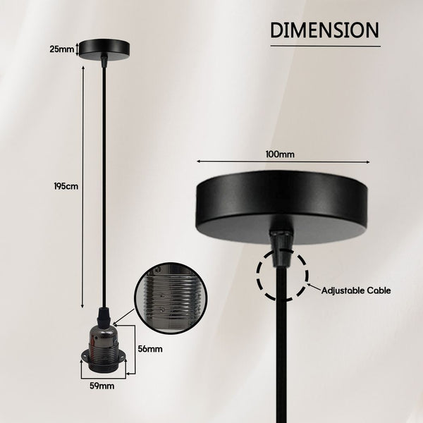 2 Pack Vintage Industrial Black Pendant Light,lampshade E27 UK Holder - Nexellus