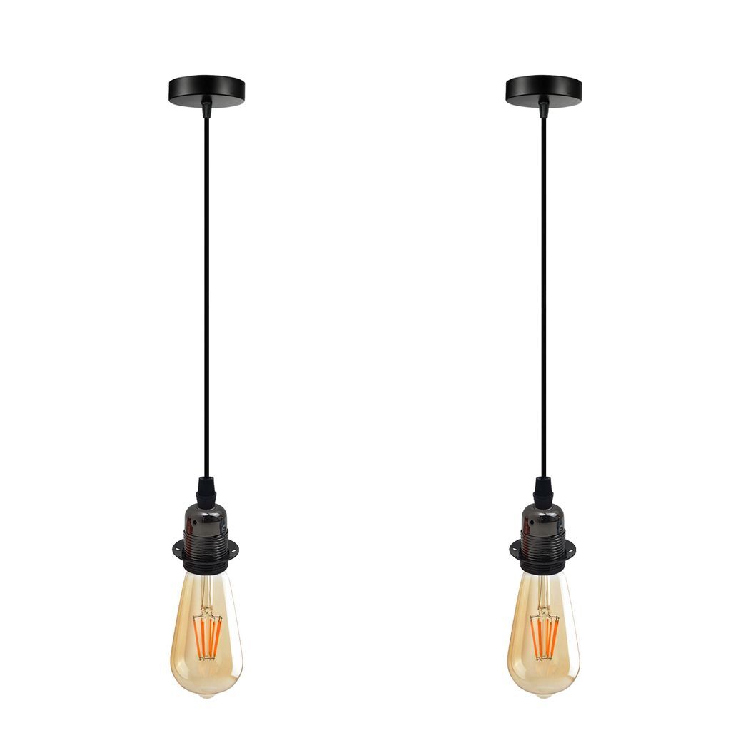 2 Pack Vintage Industrial Black Pendant Light,lampshade E27 UK Holder - Nexellus