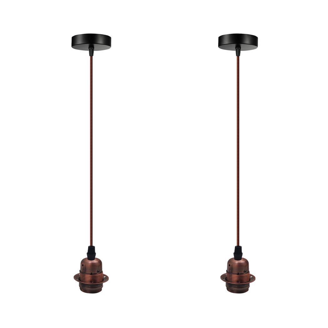 2 Pack Vintage Industrial Copper Pendant Light,lampshade E27 UK Holder - Nexellus