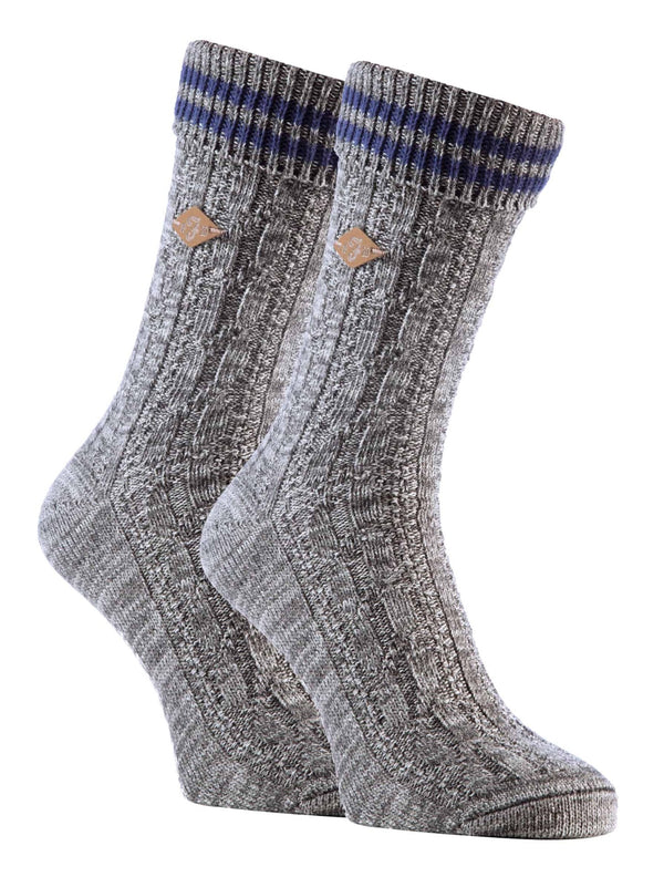 2 Pairs Mens Cable Knit Cotton Boot Dress Socks - Nexellus