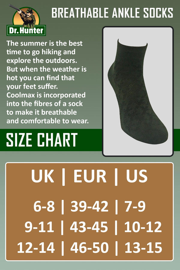 2 Pairs Mens Coolmax Breathable Ankle Hiking Socks - Nexellus