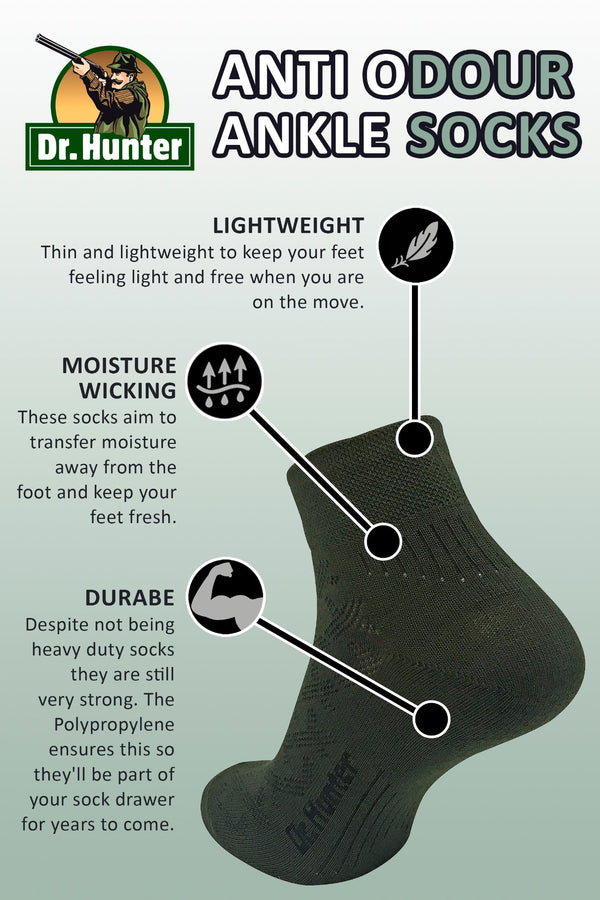 2 Pairs Mens Coolmax Breathable Ankle Hiking Socks - Nexellus