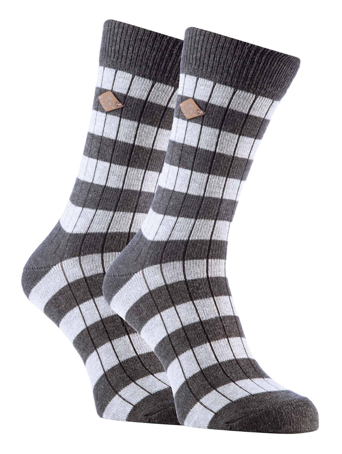 2 Pairs Mens Cotton Striped Ribbed Boot Socks - Nexellus