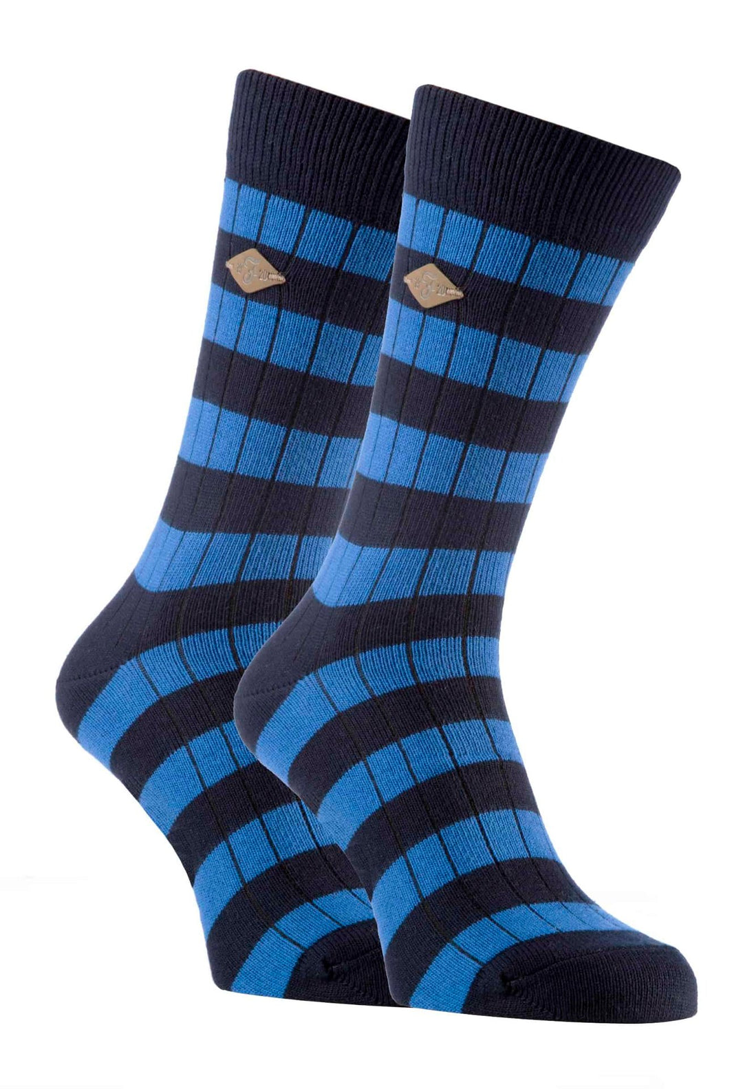 2 Pairs Mens Cotton Striped Ribbed Boot Socks - Nexellus