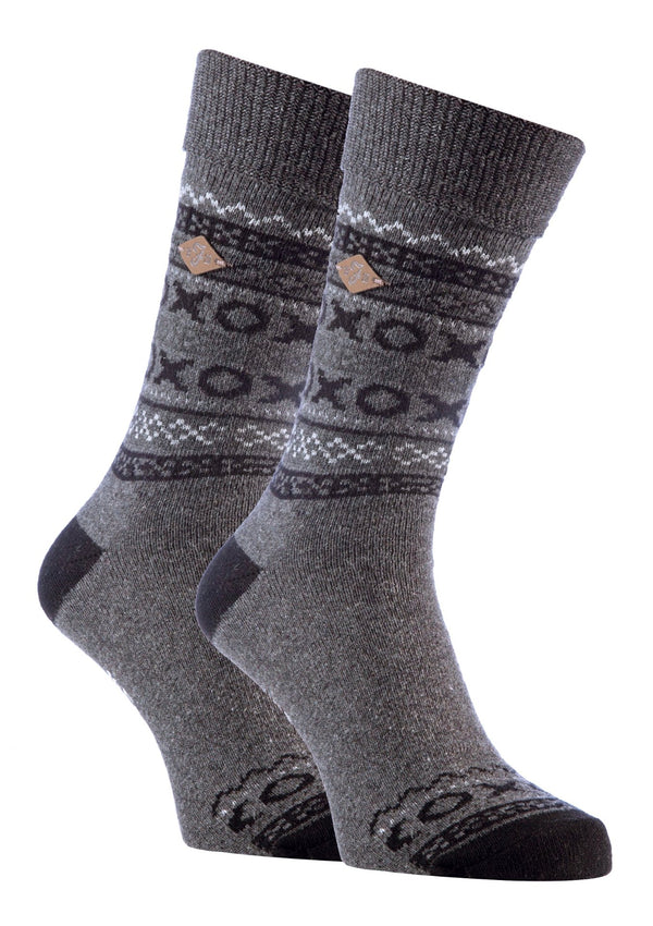 2 Pairs Mens Fairisle Formal Wool Mix Dress Socks - Nexellus