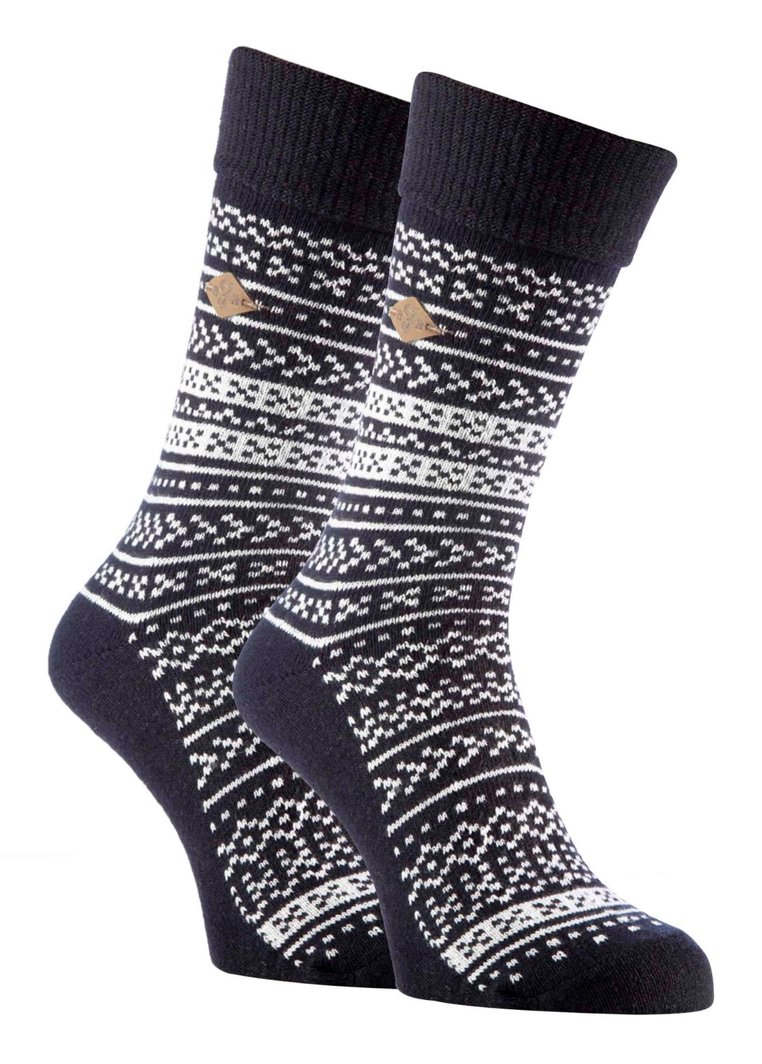 2 Pairs Mens Fairisle Formal Wool Mix Dress Socks - Nexellus