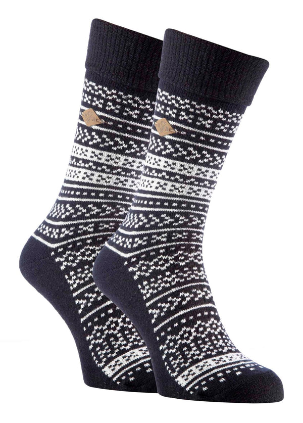 2 Pairs Mens Fairisle Formal Wool Mix Dress Socks - Nexellus