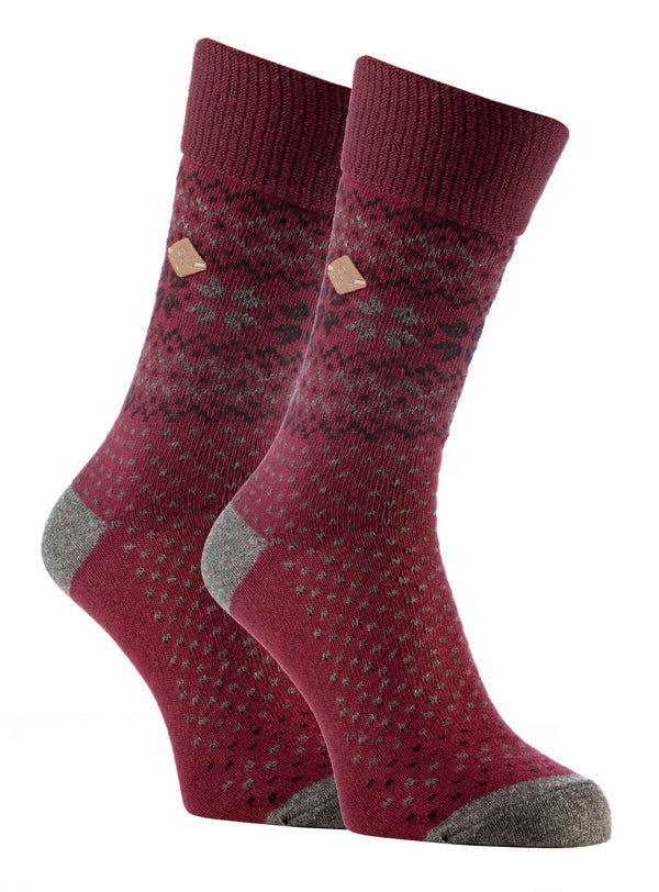 2 Pairs Mens Fairisle Formal Wool Mix Dress Socks - Nexellus