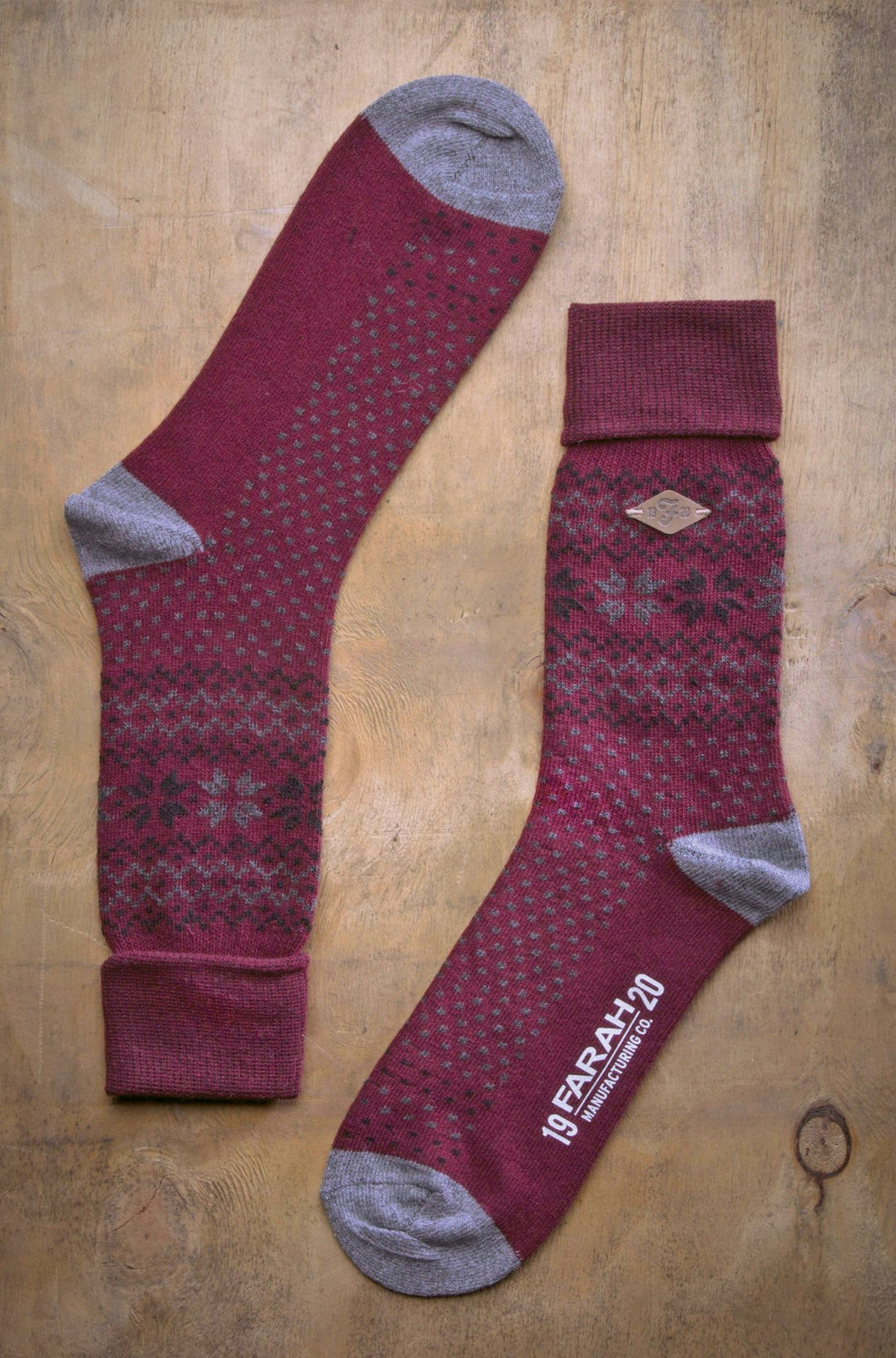 2 Pairs Mens Fairisle Formal Wool Mix Dress Socks - Nexellus