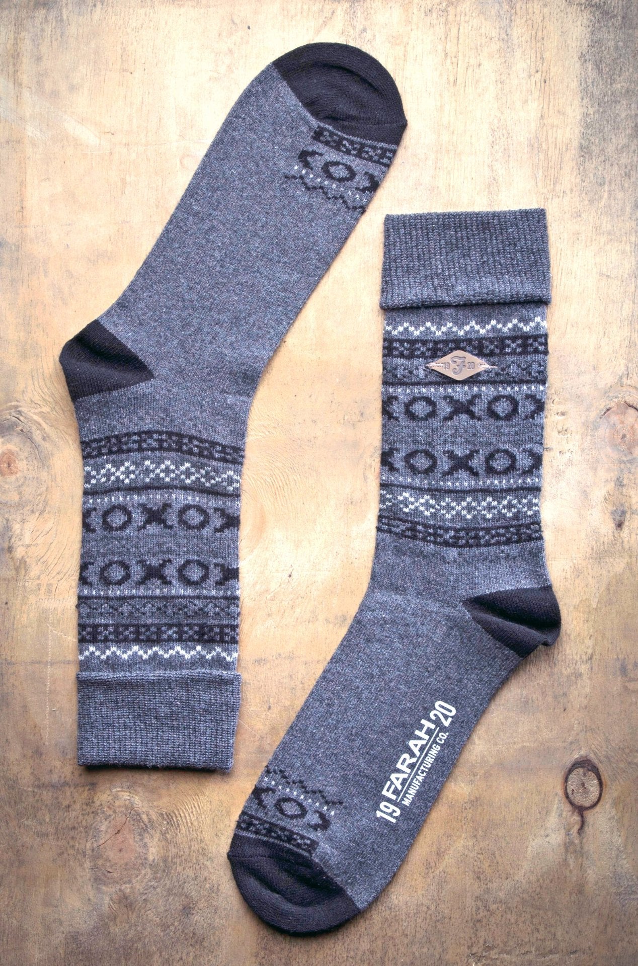 2 Pairs Mens Fairisle Formal Wool Mix Dress Socks - Nexellus