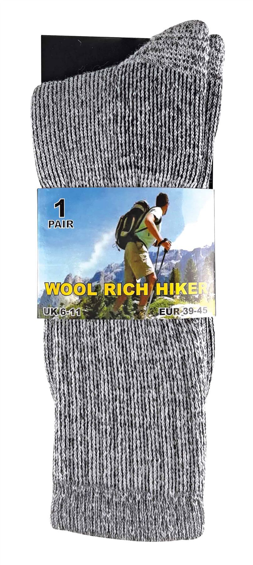 2 Pairs Mens Wool Rich Hiking Socks - SE071 (WRHM02) - Nexellus