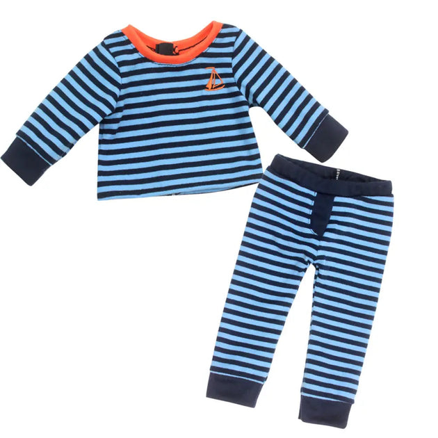 2 piece baby dolls clothes set, 18 inch baby boy doll blue striped Nexellus