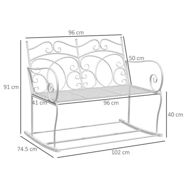 2 - seat rocking chair patio bench armrest metal outdoor park decorative - Nexellus