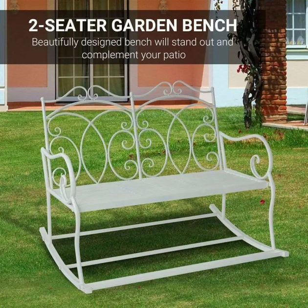 2-seat rocking chair patio bench armrest metal outdoor park decorative Nexellus