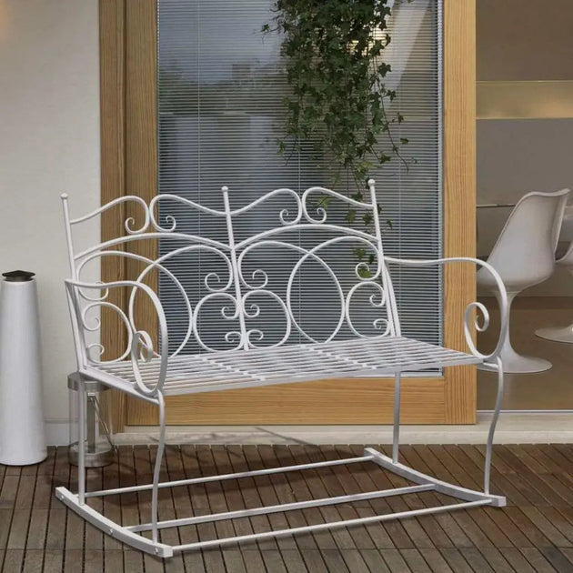 2-seat rocking chair patio bench armrest metal outdoor park decorative Nexellus