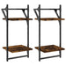 2 - Tier Wall Shelves with Bars 2 pcs Smoked Oak 30x25x65 cm - Nexellus