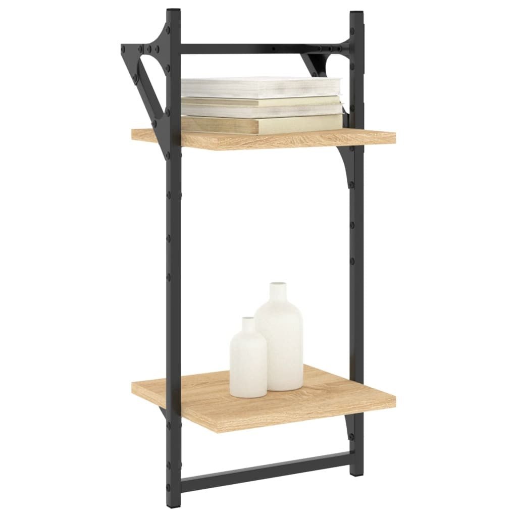 2 - Tier Wall Shelves with Bars 2 pcs Sonoma Oak 30x25x65 cm - Nexellus