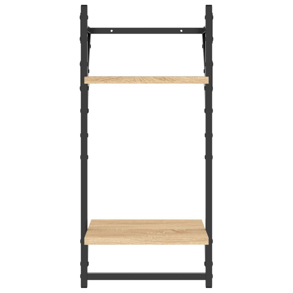 2 - Tier Wall Shelves with Bars 2 pcs Sonoma Oak 30x25x65 cm - Nexellus