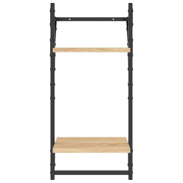 2 - Tier Wall Shelves with Bars 2 pcs Sonoma Oak 30x25x65 cm - Nexellus