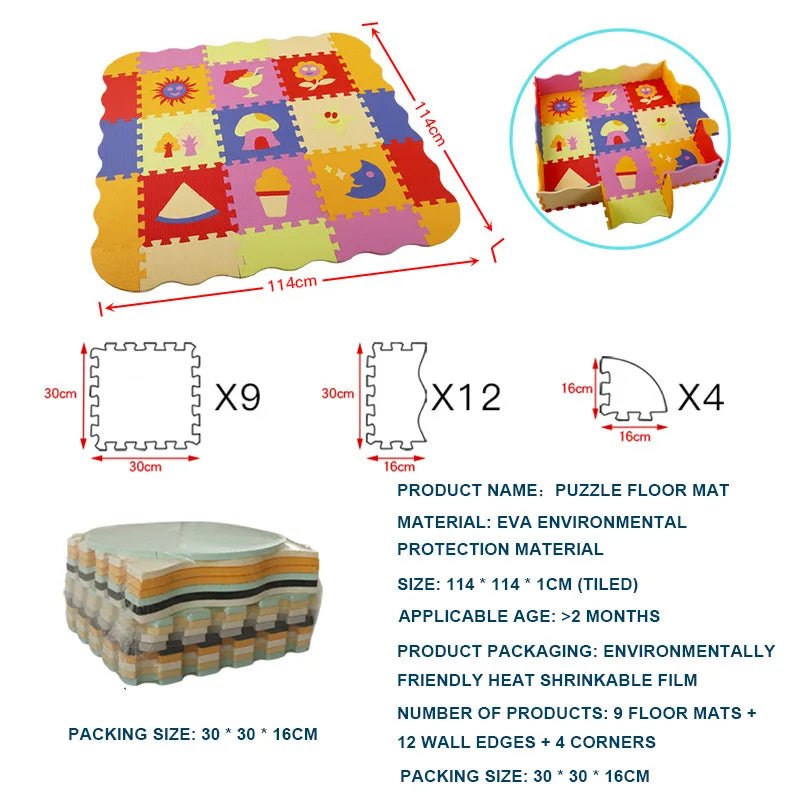 25 - Pcs Set Modular Play Mat 2 In 1 Puzzle Multivariant - Nexellus