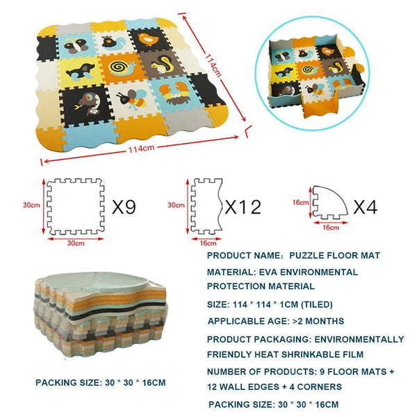 25 - Pcs Set Modular Play Mat 2 In 1 Puzzle Multivariant - Nexellus