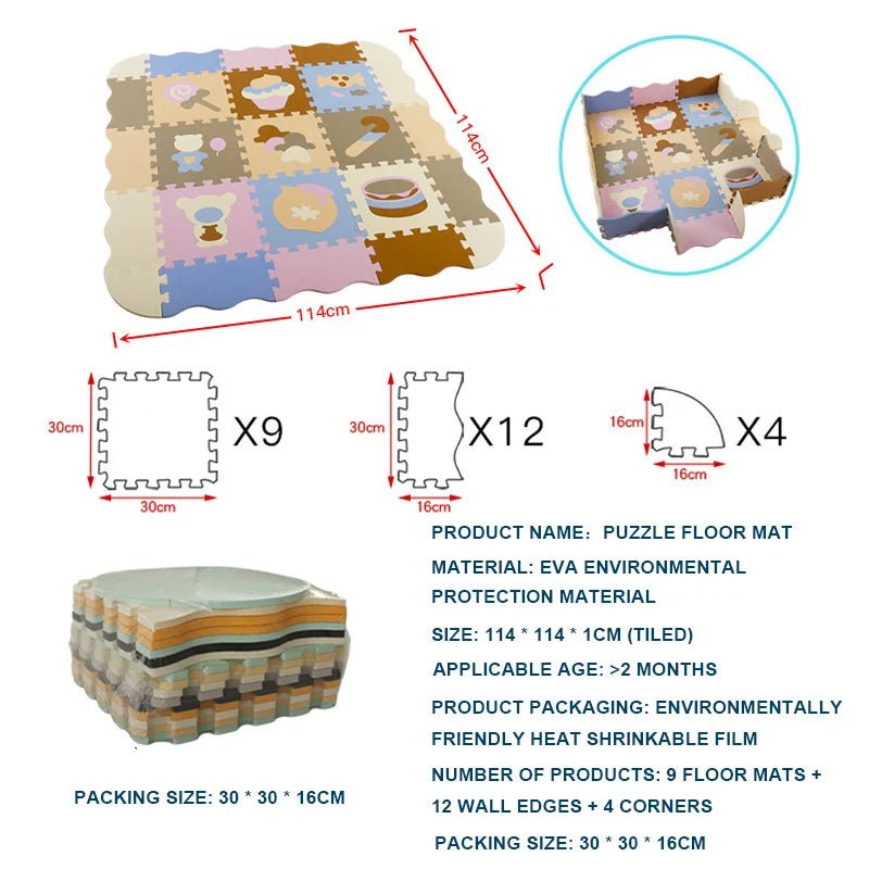 25 - Pcs Set Modular Play Mat 2 In 1 Puzzle Multivariant - Nexellus