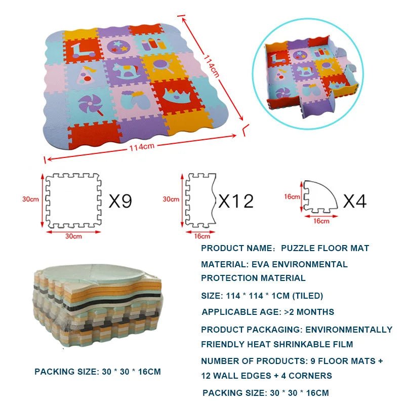 25 - Pcs Set Modular Play Mat 2 In 1 Puzzle Multivariant - Nexellus