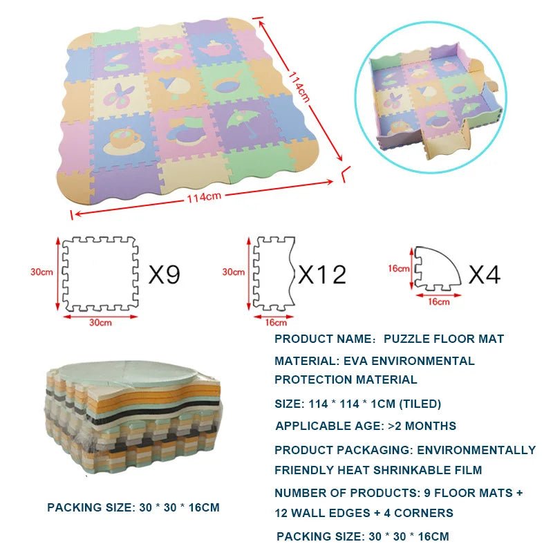 25 - Pcs Set Modular Play Mat 2 In 1 Puzzle Multivariant - Nexellus