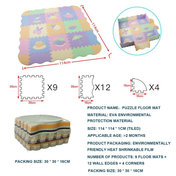 25 - Pcs Set Modular Play Mat 2 In 1 Puzzle Multivariant - Nexellus