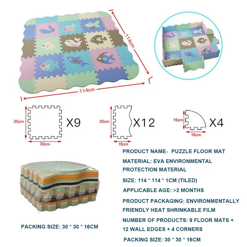 25 - Pcs Set Modular Play Mat 2 In 1 Puzzle Multivariant - Nexellus