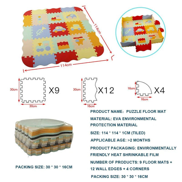 25 - Pcs Set Modular Play Mat 2 In 1 Puzzle Multivariant - Nexellus