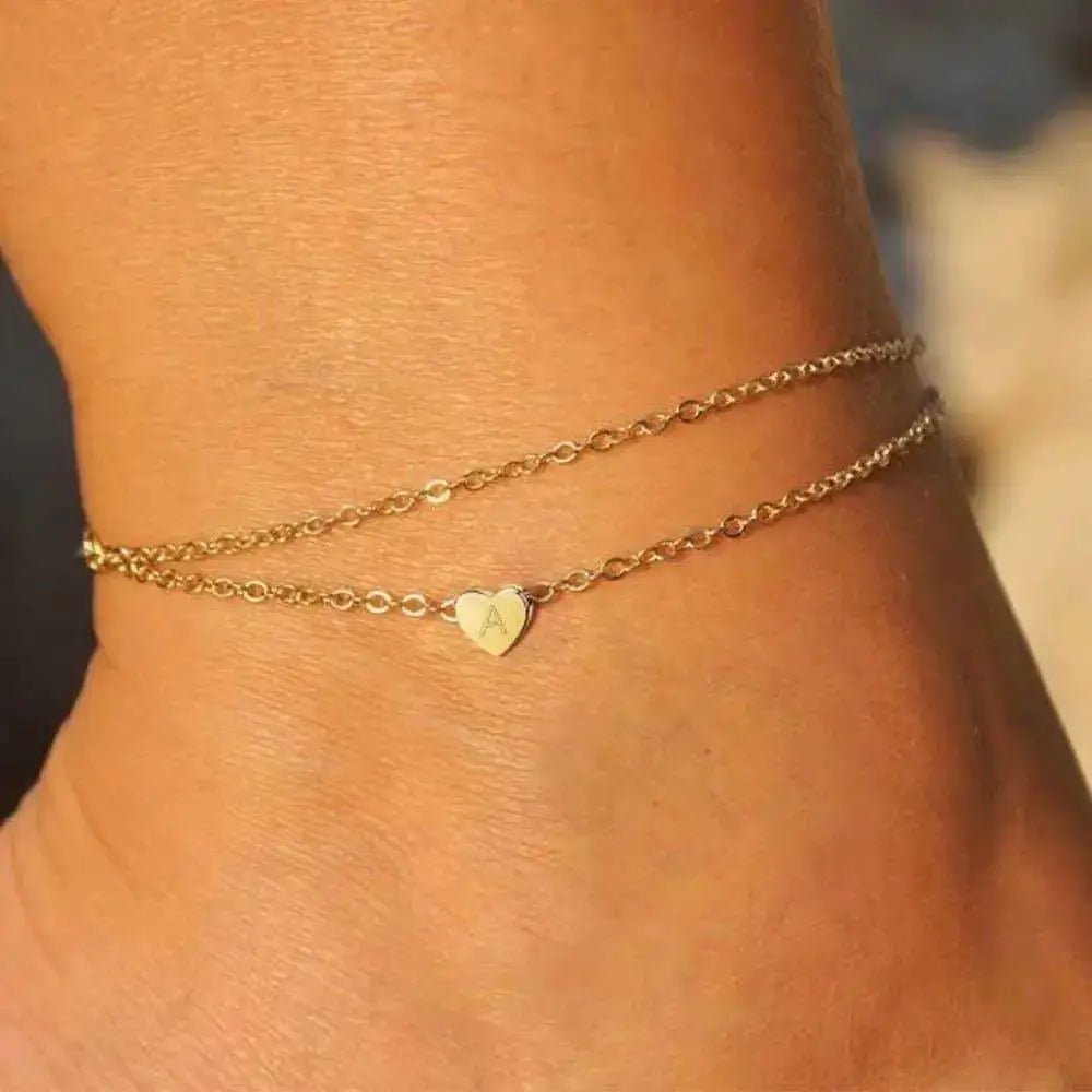 26 letters fashionable women’s heart shaped anklet - Nexellus