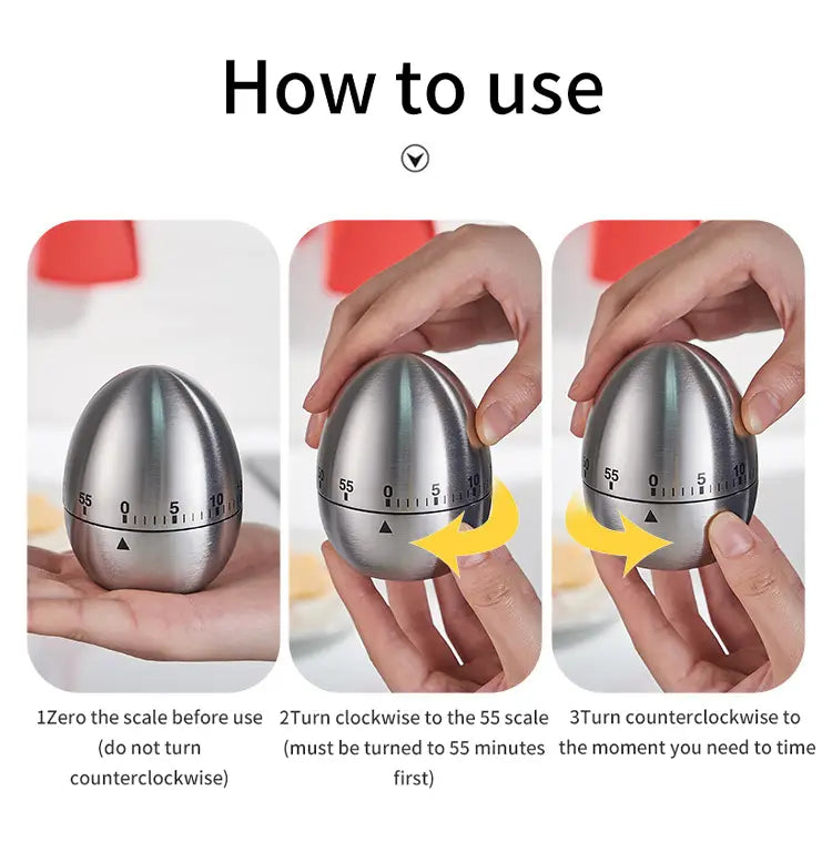 Creative stainless steel kitchen timer egg apple timer