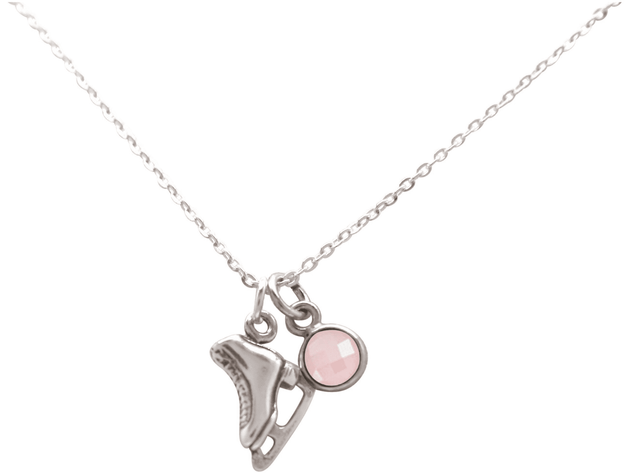Gemshine necklace skate winter jewelry pendant ice skating, ice hockey with rose quartz in 925 silver, gold plated or rose. Sports Jewelry - Made in Madrid, Spain, Metal Color:Silver - Nexellus