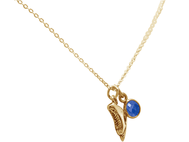 Gemshine chain skate winter jewelry pendant skating, ice hockey with blue sapphire. 925 silver, gold plated or rose. Sports jewelry - Made in Madrid, Spain, metal color:silver gold plated - Nexellus