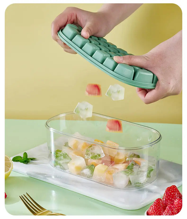 Press type silicone ice cube maker 2 in 1 ice cube mould ice