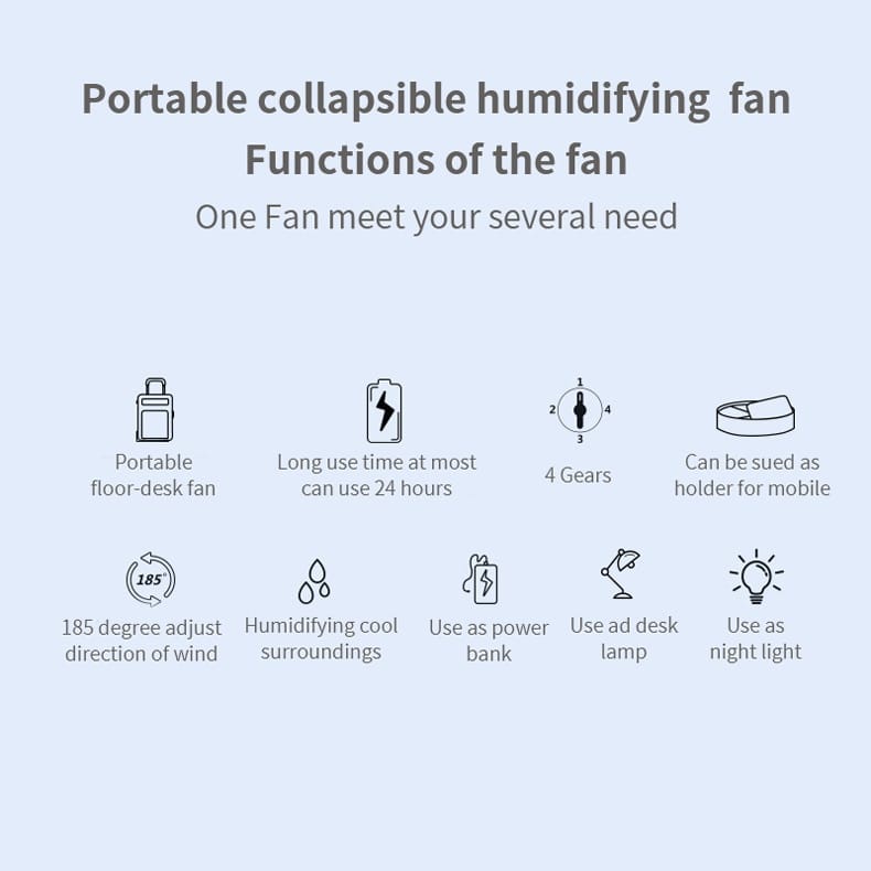 Usb portable fan 7200mahbattery air conditioners portables