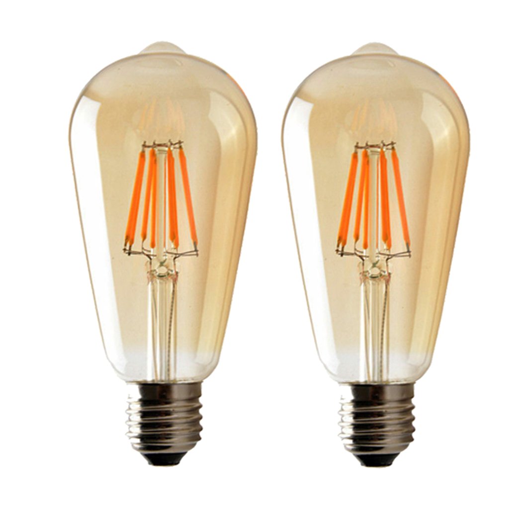 2Pack E27 LED Edison Dimmable Vintage Amber Glass Warm white 2700K Light Bulb - Nexellus