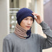 2pcs Men's Scarf Winter Simple Men And Women Winter Warm Hat Thickened Scarf Set Student Head Neck Cover - Nexellus