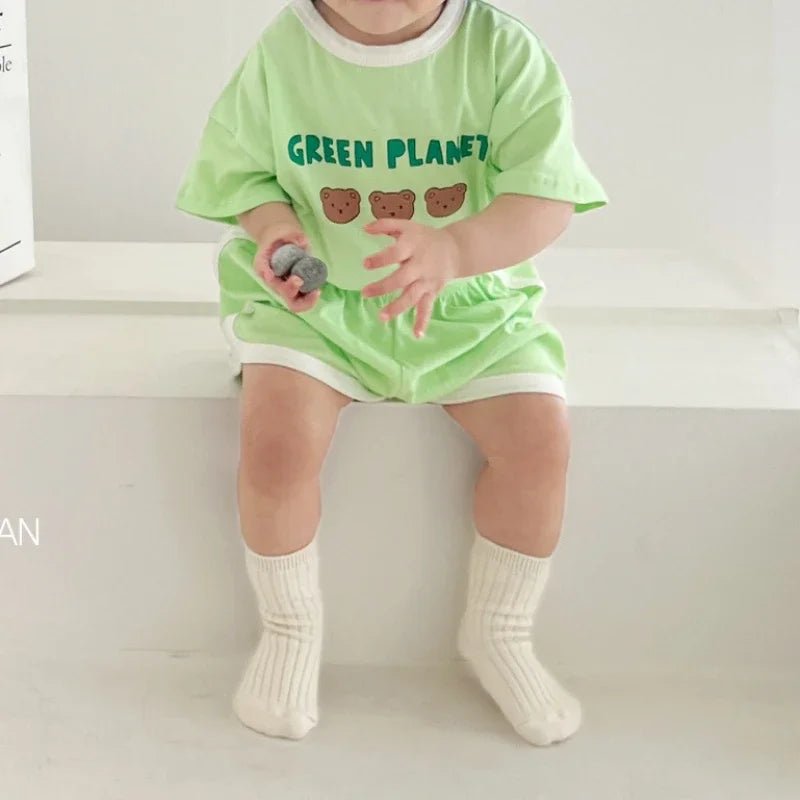 2pcs set T-shirts and Pants for Children Green Planet multivariant - Nexellus