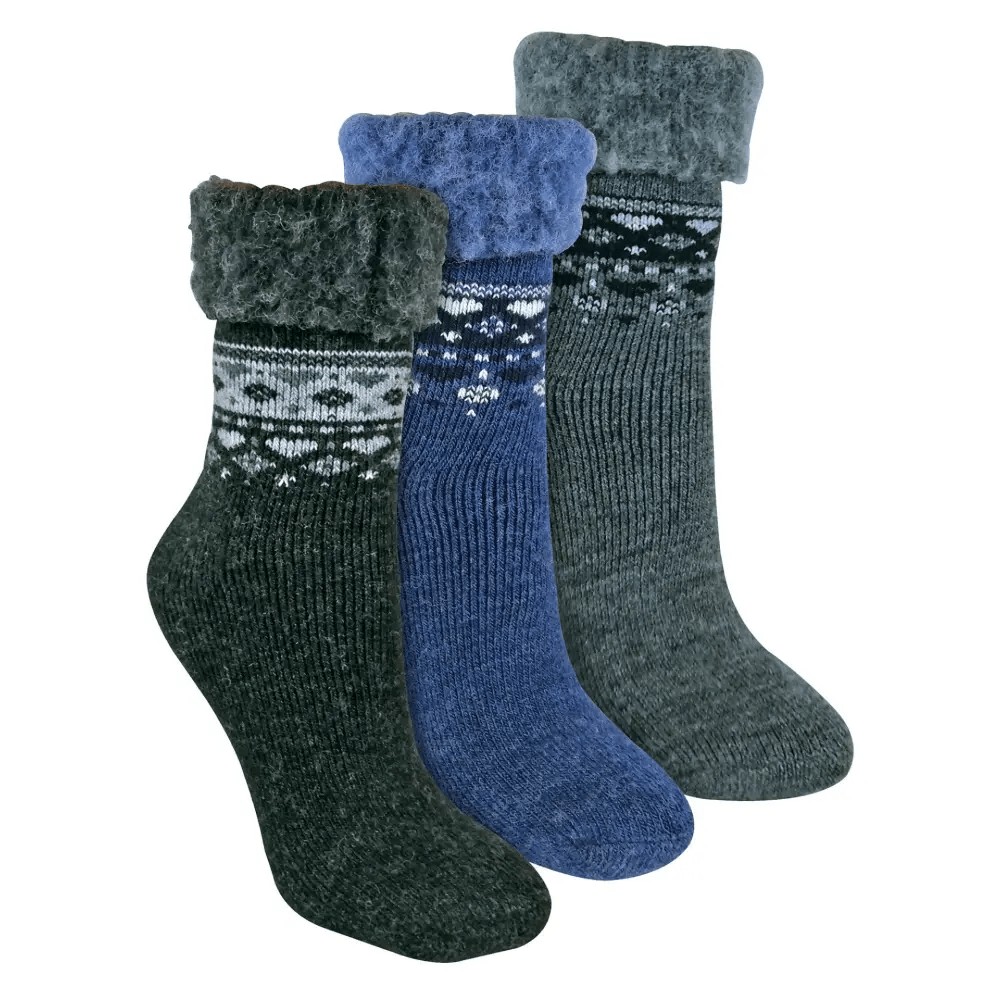 3 pack ladies turnover top warm wool bed socks - Nexellus