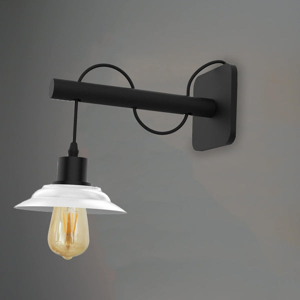 3 Pack Modern Industrial Black Scone Wall Light With White Shade with FREE Bulbs~2285 - Nexellus