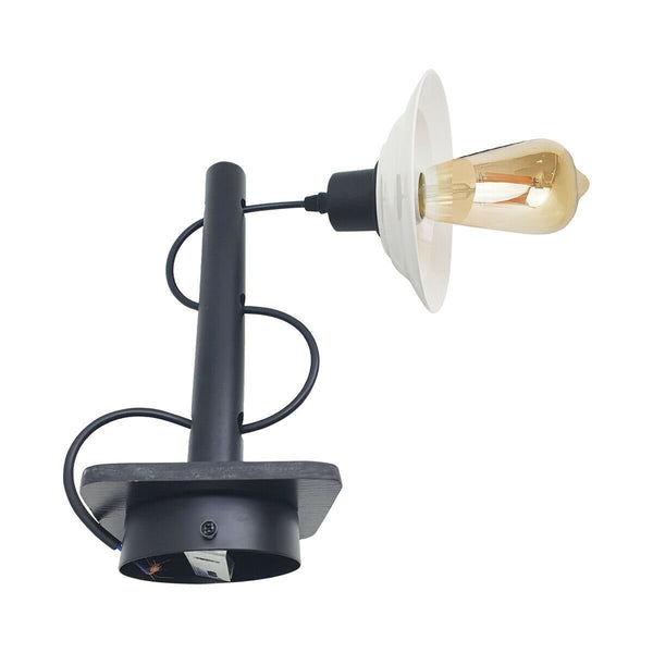 3 Pack Modern Industrial Black Scone Wall Light With White Shade with FREE Bulbs~2285 - Nexellus