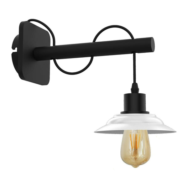 3 Pack Modern Industrial Black Scone Wall Light With White Shade with FREE Bulbs~2285 - Nexellus