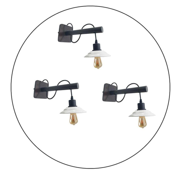 3 Pack Modern Industrial Black Scone Wall Light With White Shade with FREE Bulbs~2285 - Nexellus