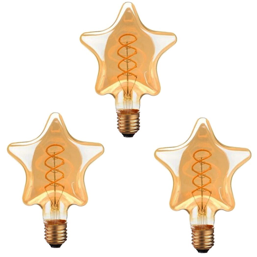 3 Pack Vintage Retro style e27 Edison Screw Amber Glass light Bulbs , Warm White Colour - Nexellus