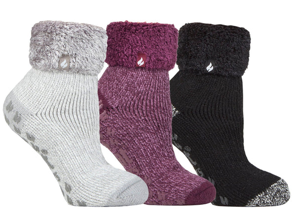 3 Pack Womens Lined Non Slip Socks - Nexellus