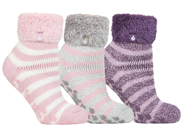 3 Pack Womens Lined Non Slip Socks - Nexellus